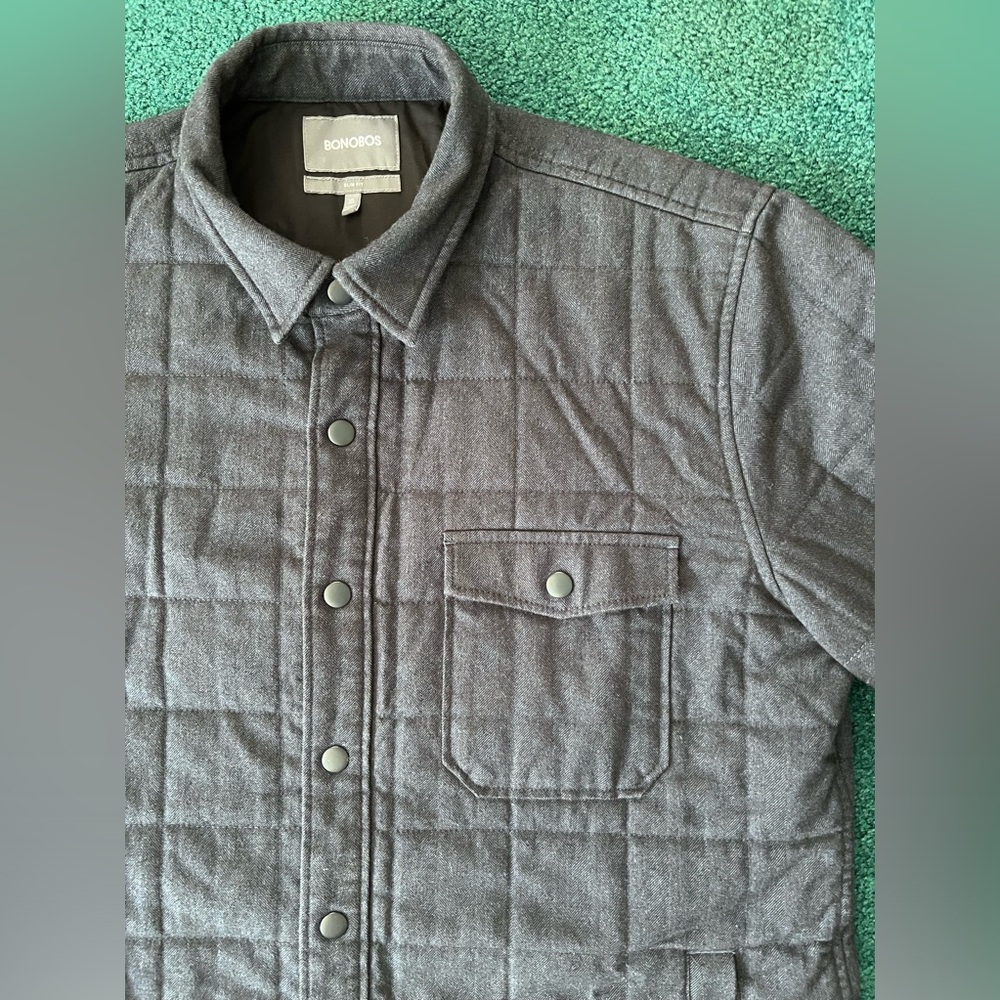 Bonobos shirt jacket herringbone blue